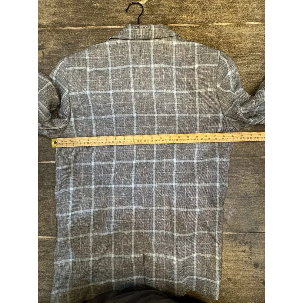 Humanoid  Linen Cotton Plaid Blazer Jacket‎ Size Small Oversized